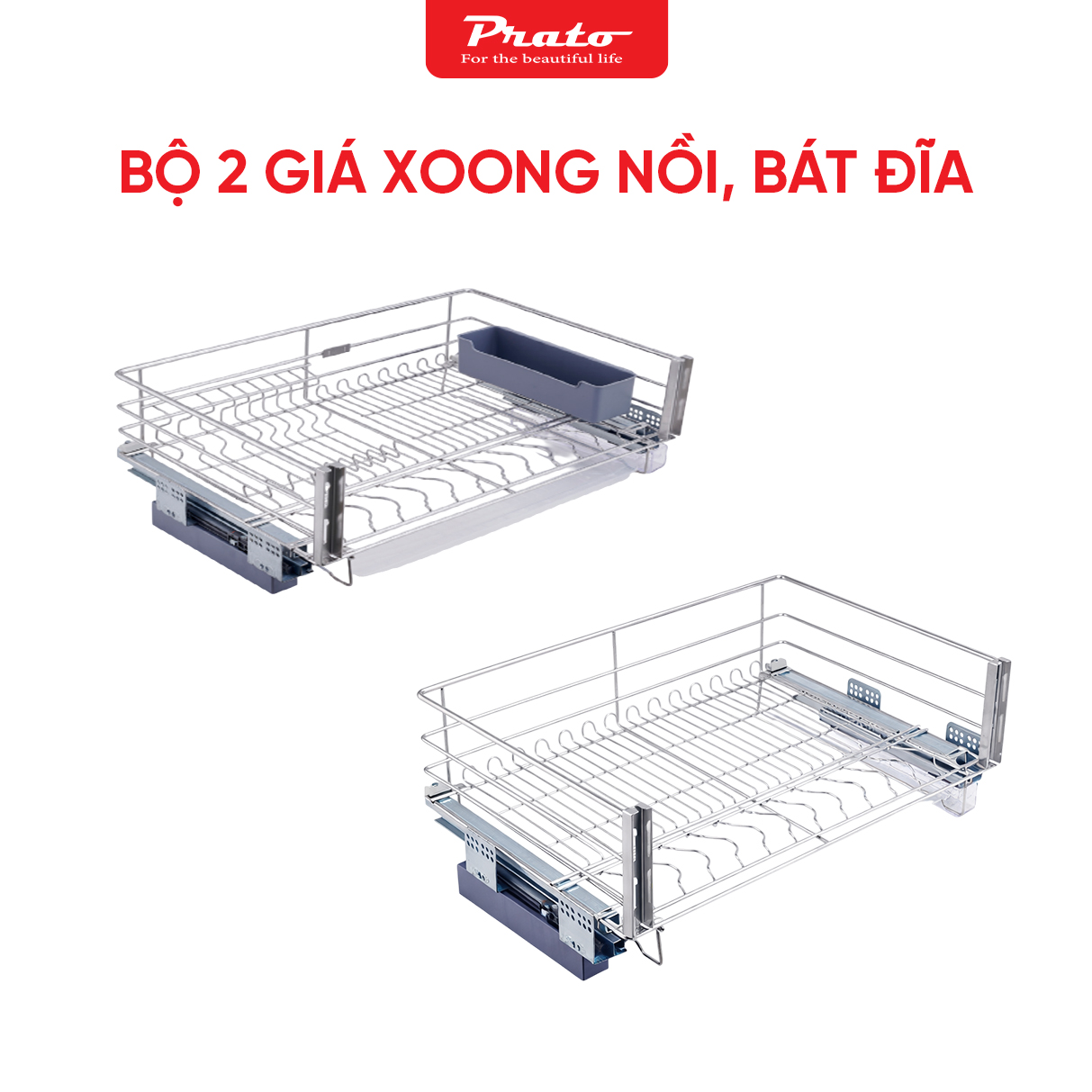 Bộ 2 giá bát đĩa, xoong nồi 3 mặt Prato PT-XNBD